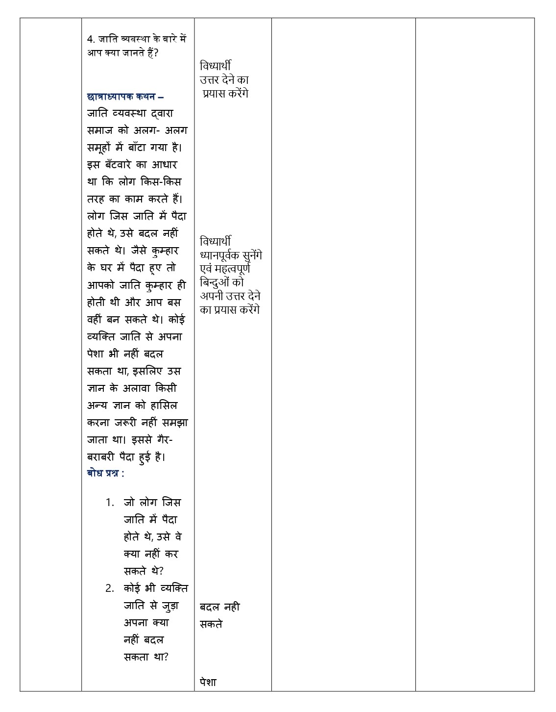 b.ed 1st year sst lesson plan in hindi